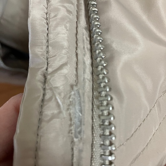 Light Beige Long Puffer Coat with Hood - Picture 6 of 6